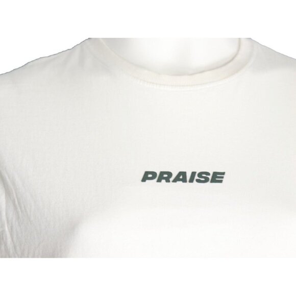 Praise Endurance Women's Small White Bernie T-Shirt Reflective Logo At Back Tee - Picture 2 of 7